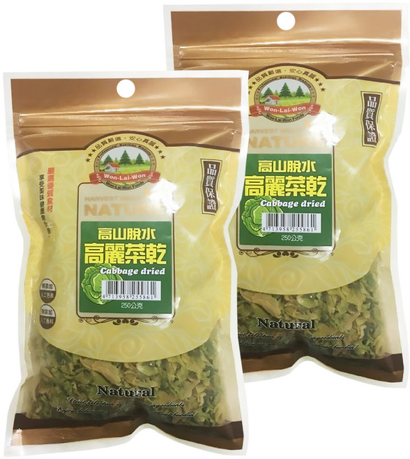 WON LAI WON 旺來旺 高山脫水高麗菜乾, 250g, 2包