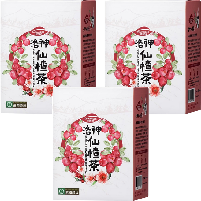 蔴鑽農坊 洛神仙楂茶, 3個, 2g, 12個裝