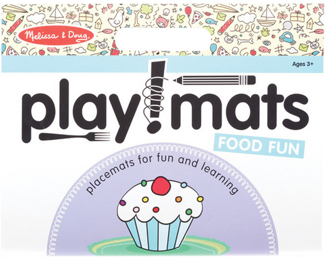 Melissa&Doug 瑪莉莎 繪圖本 繪畫遊戲餐墊本, 美味食物 白色 + 黑色 + 紫色, 1本