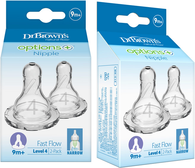 닥터브라운 내로우넥 옵션스 플러스 젖꼭지 2p, 4단계 (9개월 이상), 2개