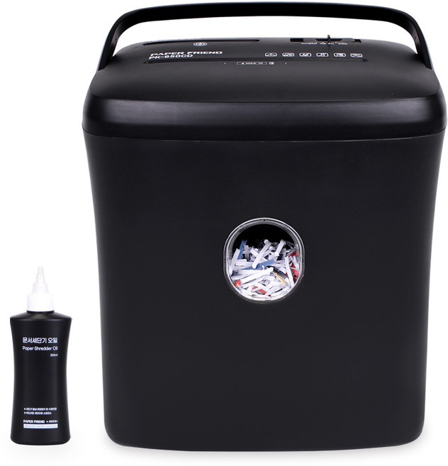 페이퍼프랜드 1회 10매 21L 중형 문서세단기 + 오일, PK-650CD, 블랙