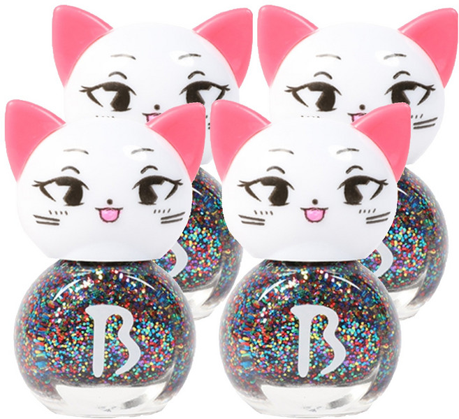 바블리 어린이 매니큐어 네일 컬러, 오색블링핑, 4개