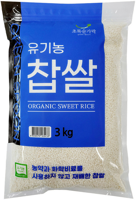 초록숟가락 유기농 찹쌀, 3kg, 1개