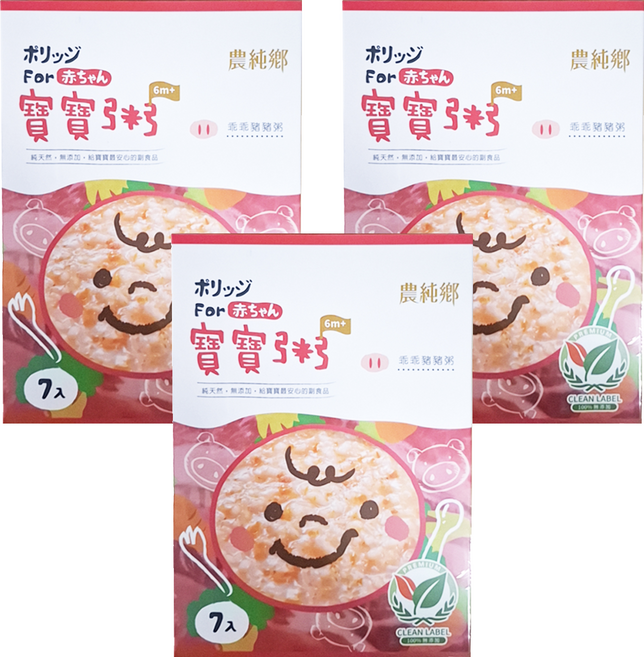 農純鄉 乖乖豬豬粥 6個月以上 7包, 1.05kg, 3盒