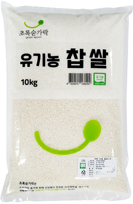 초록숟가락 유기농 찹쌀, 10kg, 1개