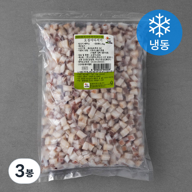 현이푸드빌 오징어 다지기 (냉동), 1.6kg, 3봉