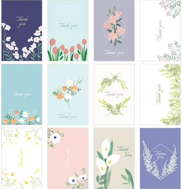 Monolike 感謝花卉明信片12入組, 1組, 感謝花卉
