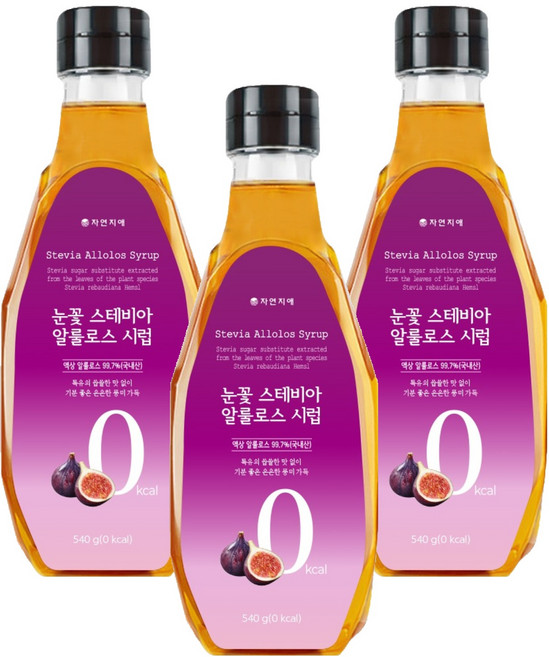자연지애 눈꽃 스테비아 알룰로스 시럽, 540g, 3개
