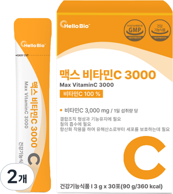 헬로바이오 맥스 비타민C 3000 30p, 90g, 2개