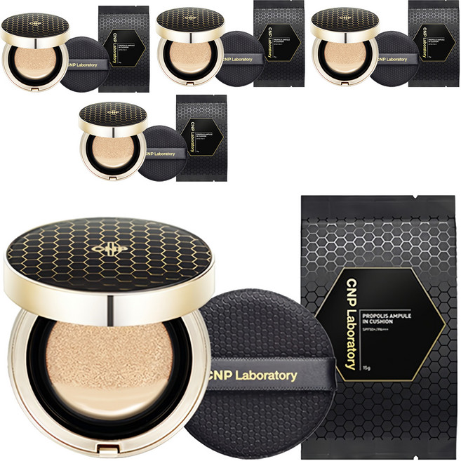 CNP차앤박 프로폴리스 앰플 인 쿠션 파운데이션 15g + 리필 15g 세트, 21호, 5개
