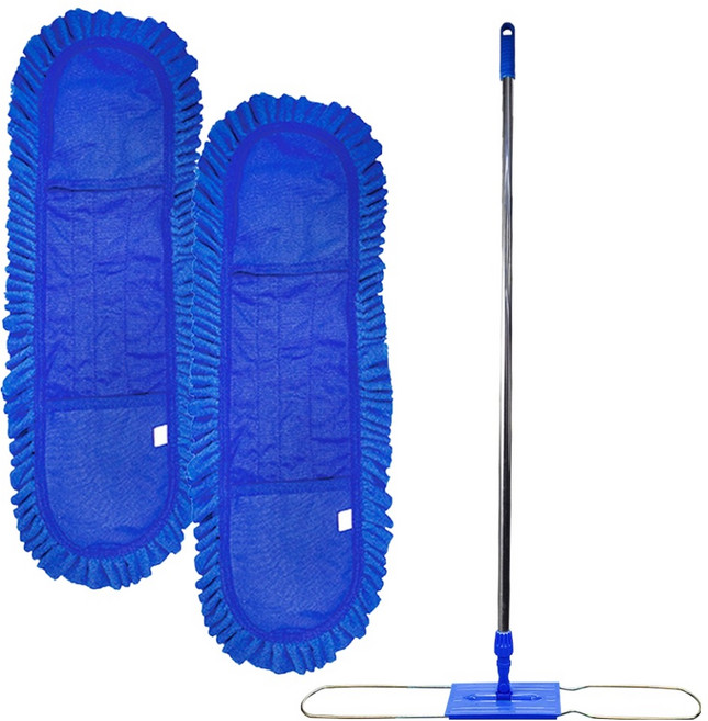 월드크린 극세사 리스킹 블루 걸레 60cm x 2p + 프리미엄 판자루, 1세트