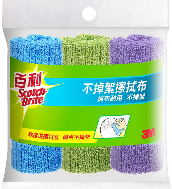 3M Scotch-Brite 百利 不掉絮擦拭布 3條, 1包