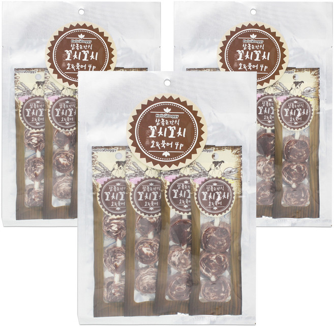 참좋은간식 꼬치꼬치 강아지 간식 4p, 소 + 북어 혼합맛, 100g, 3개
