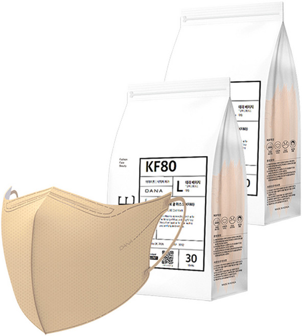 다나마스크 오브 쿨 뷰티라인 마스크 대형 KF80, 30개입, 2개, 3 테라 베이지