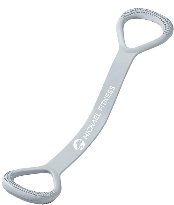 MICHAEL FITNESS 麥克健身 矽膠一字拉力器 彈性矽膠 加粗防滑握把 小巧便攜, 灰色, 1個
