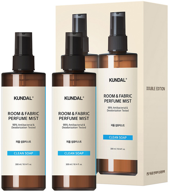 쿤달 퍼퓸 룸 앤 패브릭 섬유탈취제 클린솝향 본품, 300ml, 2개