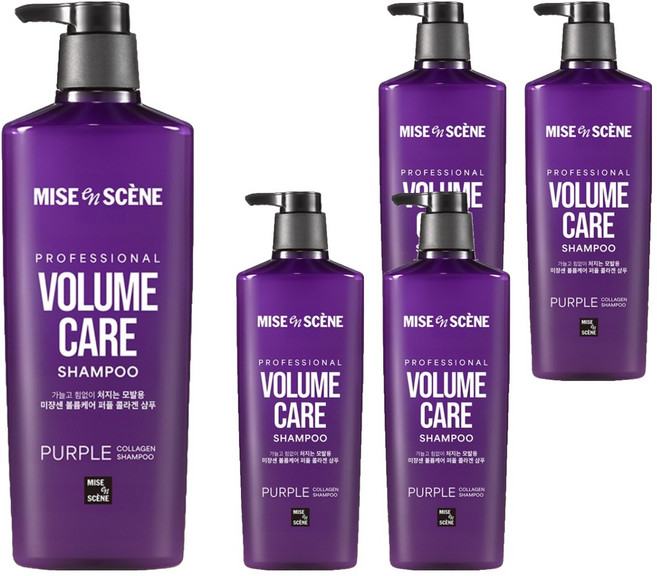 미쟝센 볼륨케어 퍼플 콜라겐 샴푸 프루티 플로럴향, 680ml, 5개