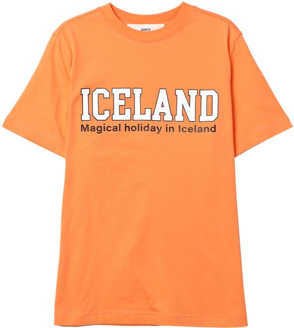 SIERO COSIERO 男女通用 Iceland 字母印花短袖T恤 SH6TSU182, 珊瑚色