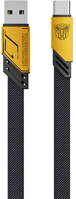 TRANSFORMERS 變形金剛 USB-A轉Type-C 編織鋅合金快速充電線, 1.5m, 大黃蜂黃, 1盒