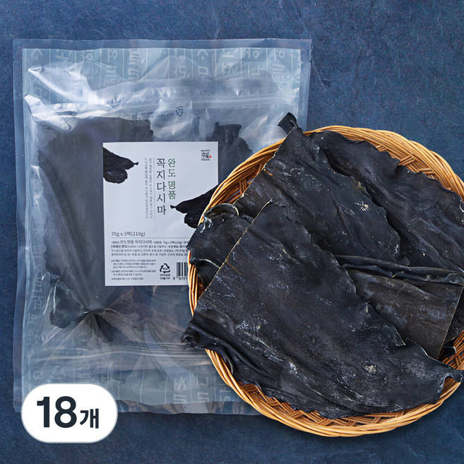 완도명품 꼭지다시마, 70g, 18개