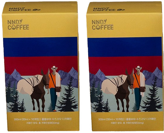 뉴앤디커피 콜드브루 더치커피 콜롬비아 수프리모 디카페인, 2개, 10개입, 30ml