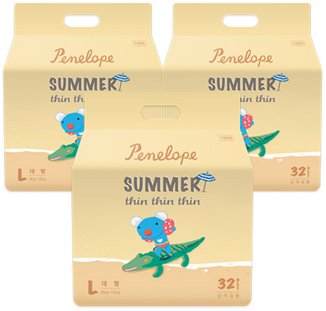 페넬로페 씬씬씬 아이스 썸머 팬티형 기저귀 공용, 4단계, 96매