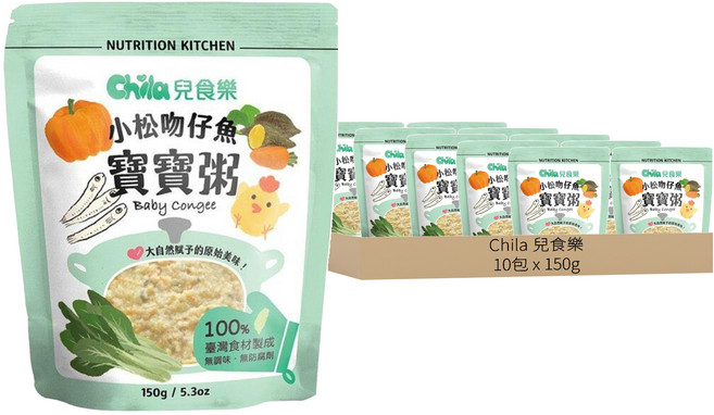 Chila 兒食樂 寶寶粥 小松吻仔魚, 150g, 10包