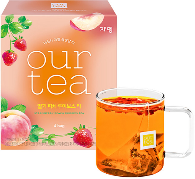 쟈뎅 아워티 딸기 피치 루이보스 티, 4개입, 1개