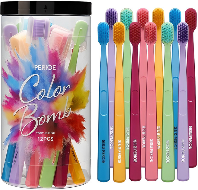 페리오 컬러밤 초극세모 칫솔, 12개입, 1개