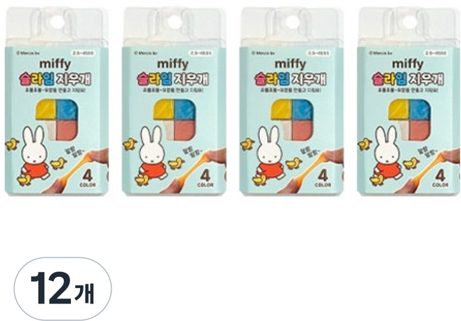 조선문방구 미피 슬라임 4색 지우개, 12개, 혼합색상