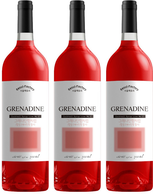 서울팩토리 그레나딘향시럽, 700ml, 3개