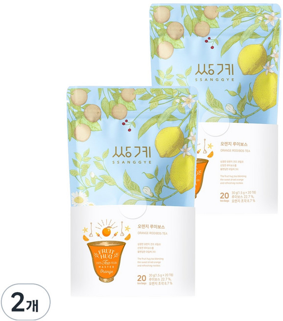 쌍계명차 프루트 허그 오렌지 루이보스차 파우치, 1.5g, 20개입, 2개