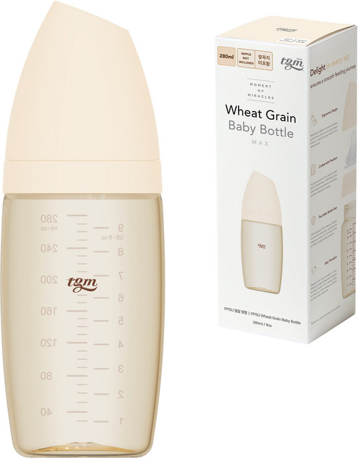 티지엠 유아용 PPSU 밀알 젖병, 아이보리, 280ml, 1개