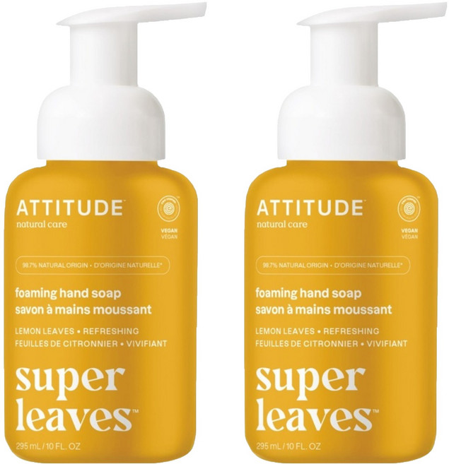 ATTITUDE 艾特優 Super leaves 泡沫洗手乳 檸檬葉, 295ml, 2瓶