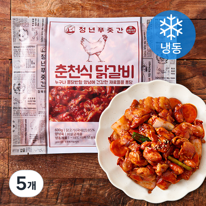 청년푸줏간 춘천식 닭갈비 (냉동), 600g, 5개