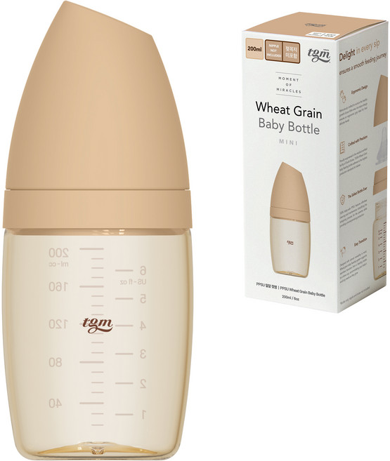 티지엠 유아용 PPSU 밀알 젖병, 탠브라운, 200ml, 1개