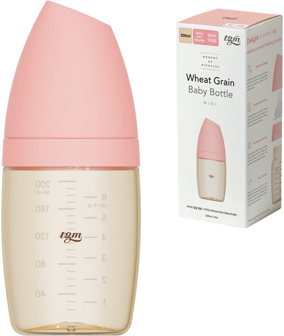 티지엠 유아용 PPSU 밀알 젖병, 블룸핑크, 200ml, 1개