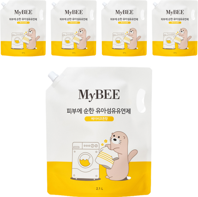 마이비 피부에순한 유아 섬유유연제 베이비코튼향 리필, 2.1L, 5개