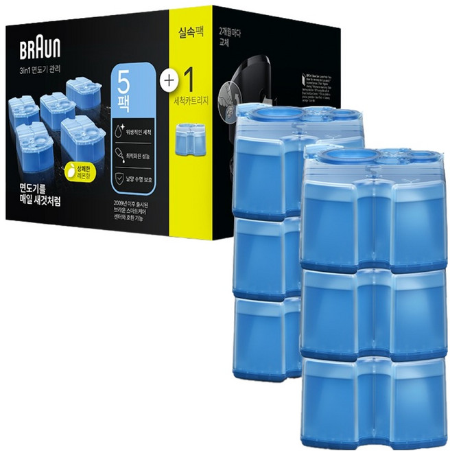 BRAUN 정품 클린 앤 리뉴 New 면도기 세정액, CCR, 6개