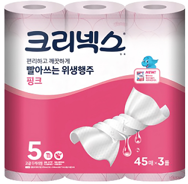 크리넥스 빨아쓰는 위생행주 핑크, 135매, 1개