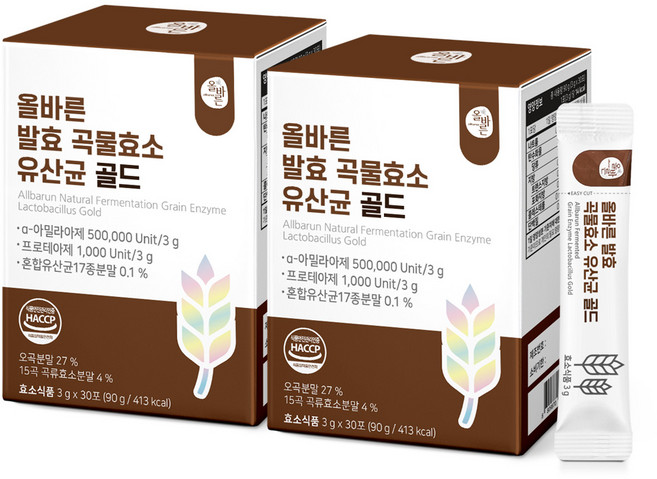 올바른건강식품 발효 곡물효소 유산균 골드 30p, 90g, 2개
