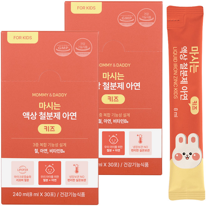 마미앤대디 마시는 액상 철분제 아연 키즈 30p, 240ml, 2개