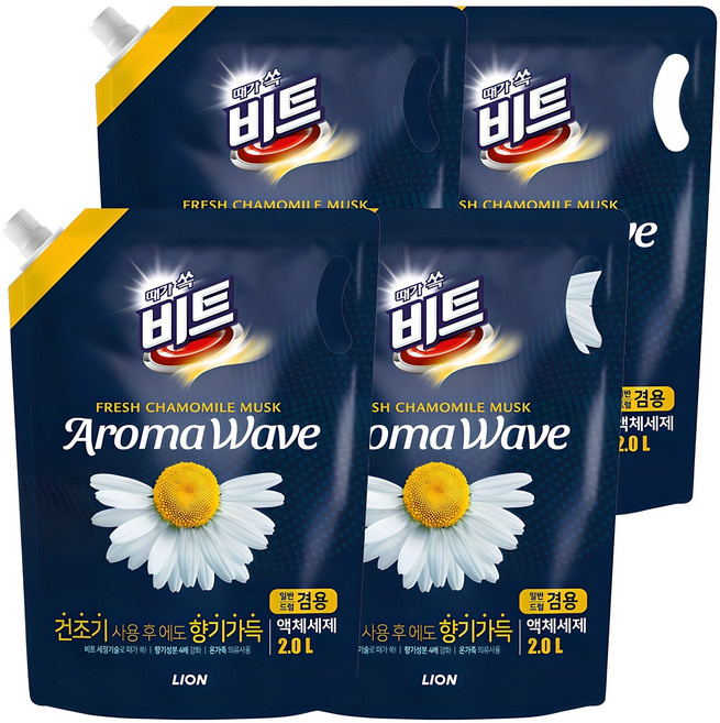 비트 아로마 웨이브 카모마일 액상세제 리필, 2L, 4개
