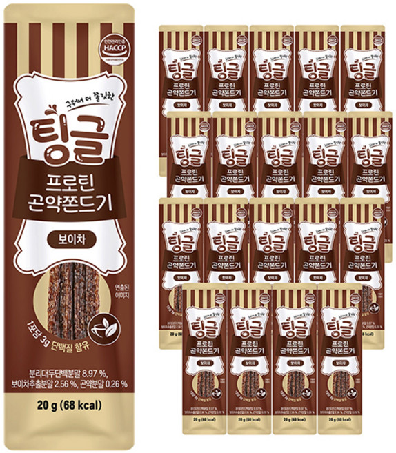 로엘 팅글 프로틴 곤약쫀드기 보이차맛, 20g, 20개