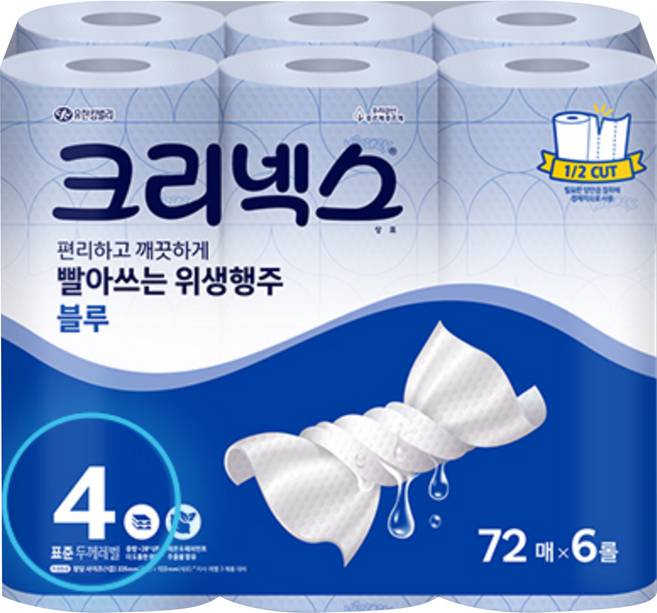 크리넥스 빨아쓰는 위생행주 블루, 72매, 6개