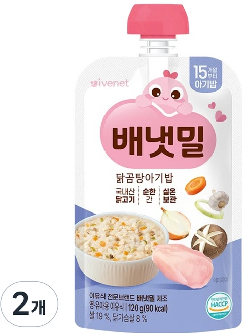 배냇밀 닭곰탕 아기밥, 120g, 2개, 닭고기 - 쿠팡