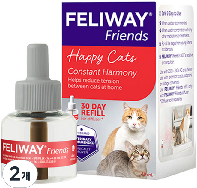 펠리웨이 고양이 프렌즈 훈증기 리필, 2개, 48ml