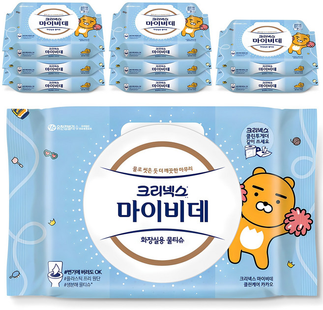 마이비데 클린케어 화장실용 물티슈 캡형, 55g, 40매, 9개