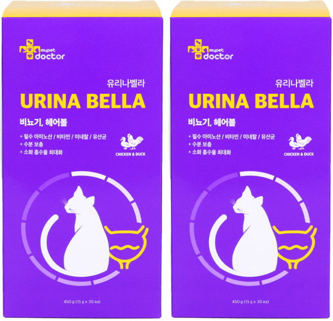 마이펫닥터 고양이 유리나벨라 영양제, 450g, 유리너리+헤어볼, 2개