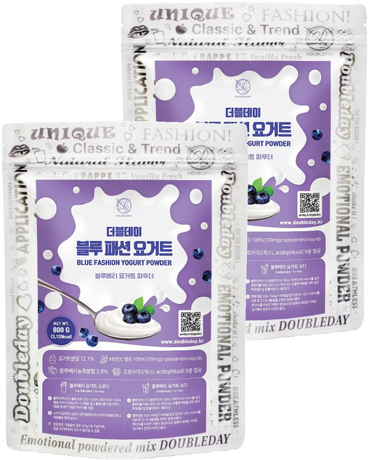 더블데이 블루패션 블루베리 요거트 파우더, 2개, 800g
